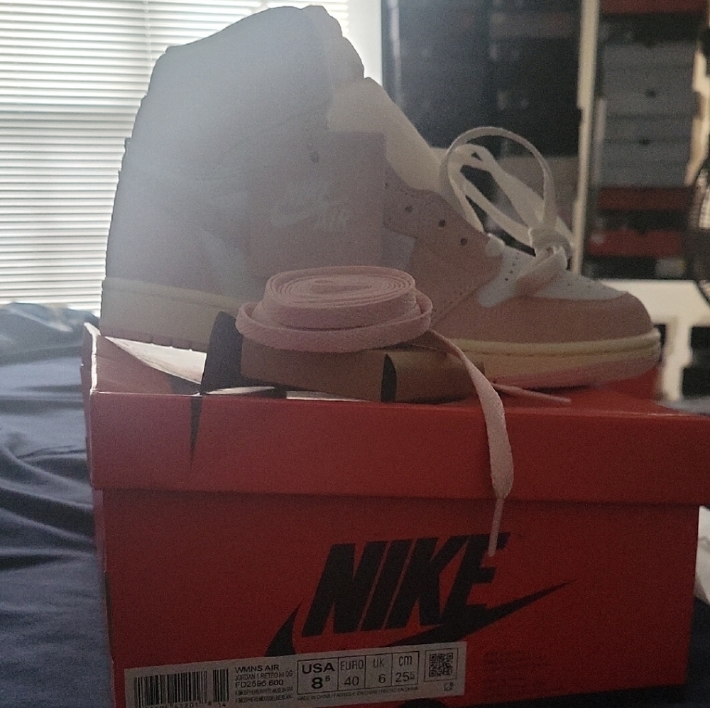 Nike Air Jordan 1$ Women's Athletic Shoes - Pink and White